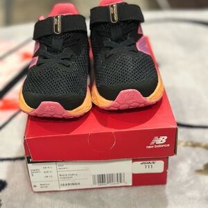 New Balance Kids Black and Pink Sneakers